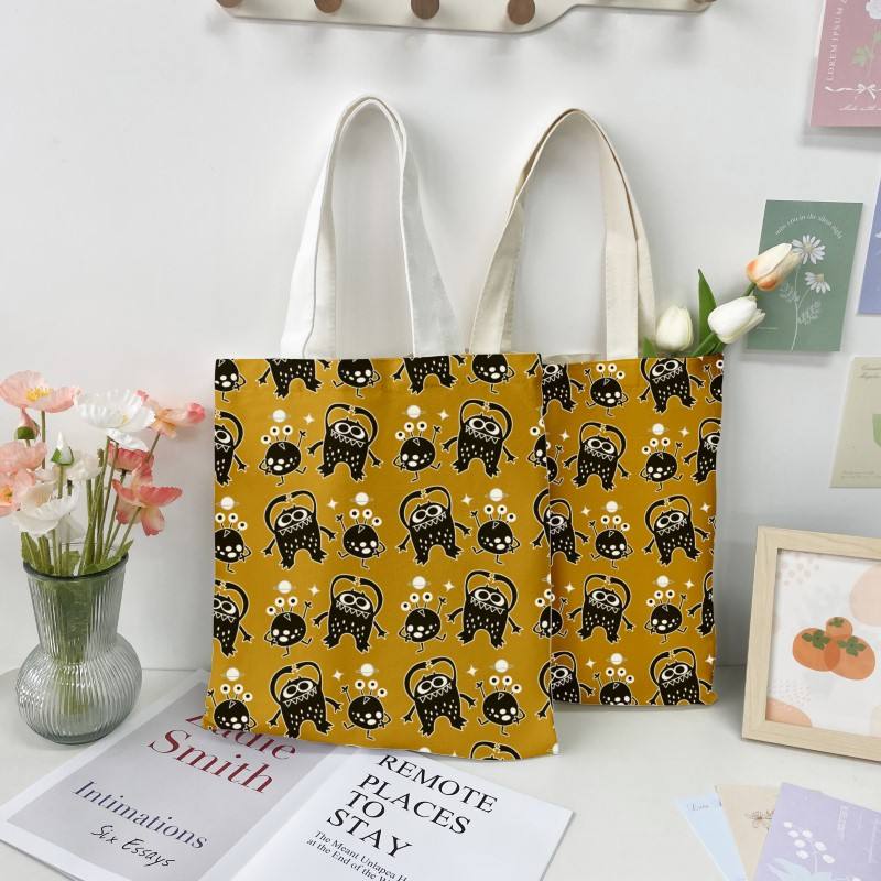 Foldable Makeup Logo Size Printed Eco Friendly Reusable Women Shopping Bag Sublimation Custom Cotton Canvas Tote Bag