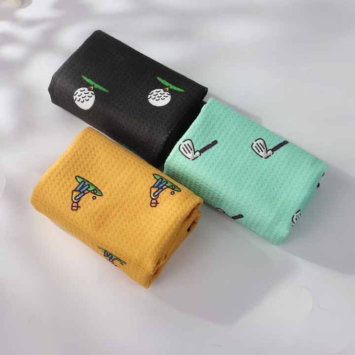 Printed pineapple check golf towel, microfiber