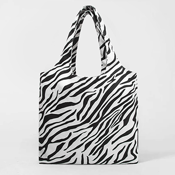 Zebra Stripe Foldable Tote Shopping Bag With Handle
