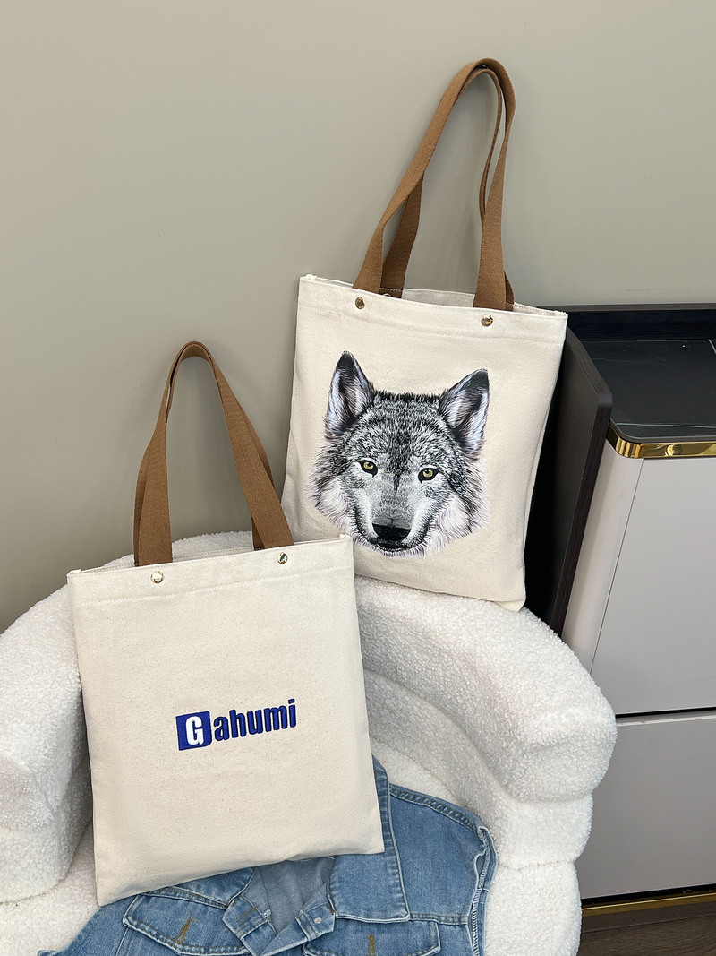 New studded wolf head – Prosperous business canvas bag