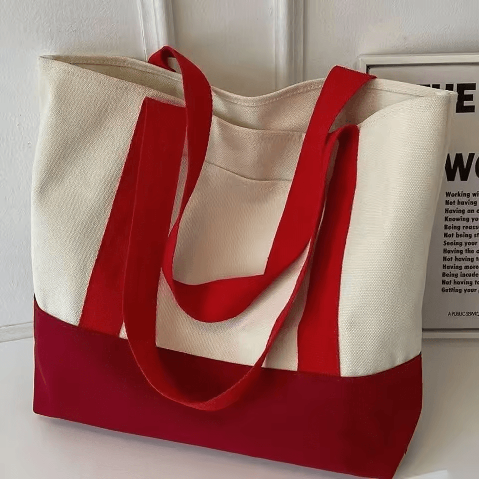 Custom Color Block Canvas Tote Bags with Logo