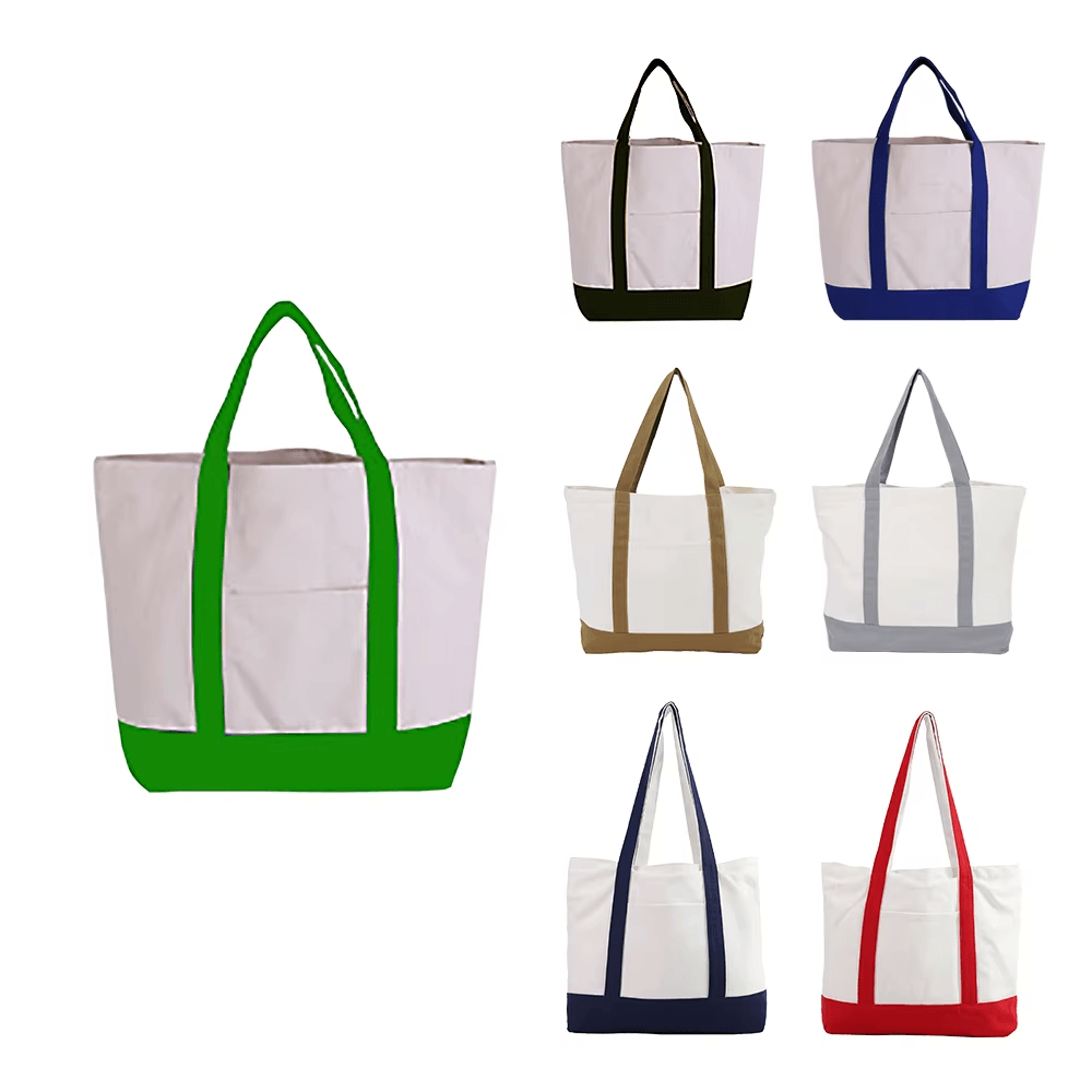 Custom Color Block Canvas Tote Bags with Logo